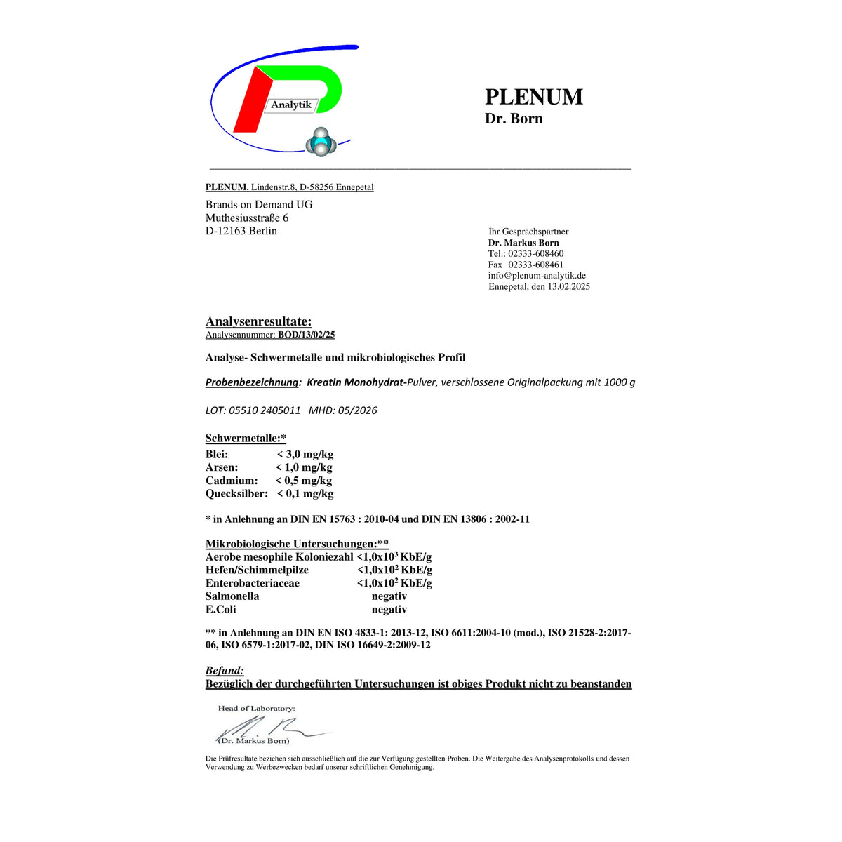 Kreatin Monohydrat - 1000g Doypack
